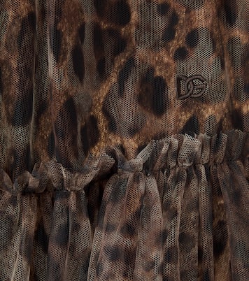 Leopard-print ruffled tulle dress | Dolce&Gabbana Kids