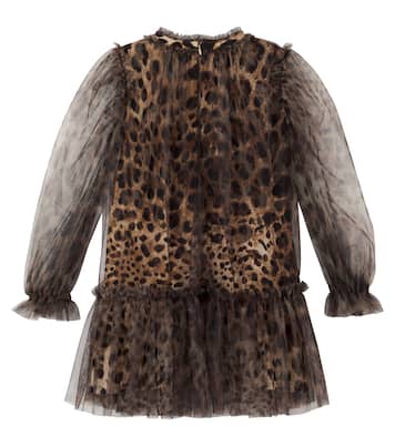 Leopard-print ruffled tulle dress | Dolce&Gabbana Kids