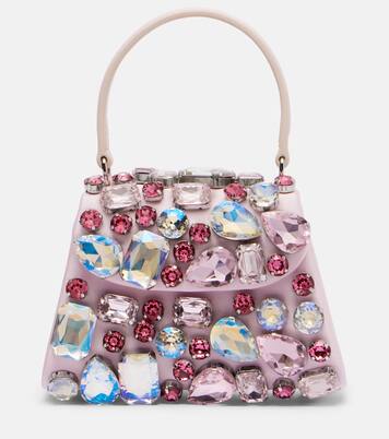 Mini embellished satin top-handle bag | Self-Portrait