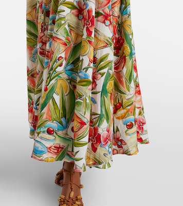 فستان طويل بياقة هالتر من الكتّان المخلوط بطبعات الورود | Farm Rio