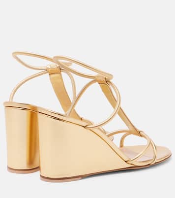 Metallic leather wedge sandals | Gianvito Rossi