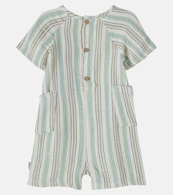 Baby Edison striped cotton gauze playsuit | Wheat