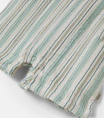 Baby Edison striped cotton gauze playsuit | Wheat