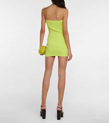 Lace-trimmed ribbed-knit minidress | Self-Portrait