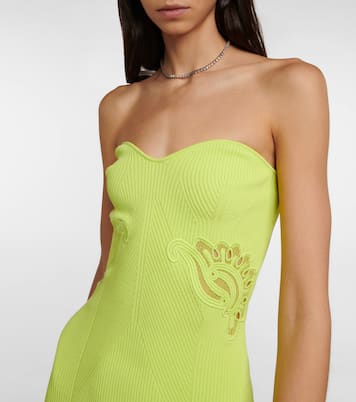 Lace-trimmed ribbed-knit minidress | Self-Portrait