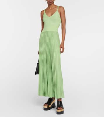 Pleated metallic knit maxi dress | Proenza Schouler