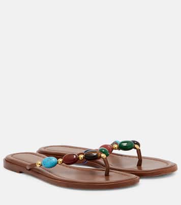 Tongs Shanti en cuir à ornements | Gianvito Rossi