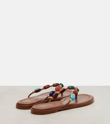 Tongs Shanti en cuir à ornements | Gianvito Rossi