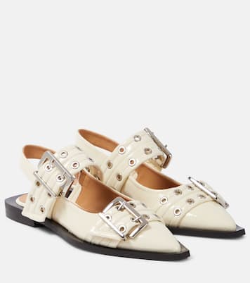 Faux leather ballet flats | Ganni