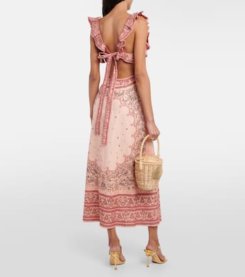 Robe midi Matchmaker imprimée en lin | Zimmermann