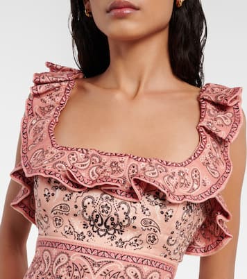 Robe midi Matchmaker imprimée en lin | Zimmermann
