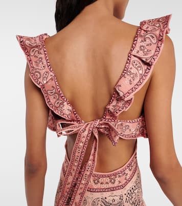 Robe midi Matchmaker imprimée en lin | Zimmermann