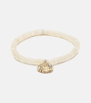 Bracelet Clam Shell en or 14 ct, diamants et perles d'eau douce | Sydney Evan