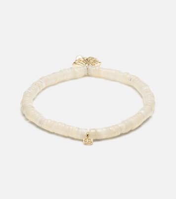 Bracelet Clam Shell en or 14 ct, diamants et perles d'eau douce | Sydney Evan