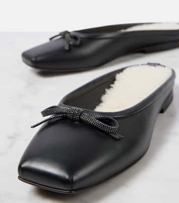 Monili shearling-lined leather mules | Brunello Cucinelli