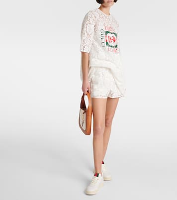 T-Shirt Interlocking G aus Spitze | Gucci