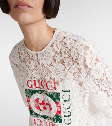 T-Shirt Interlocking G aus Spitze | Gucci
