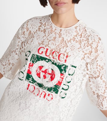 T-Shirt Interlocking G aus Spitze | Gucci