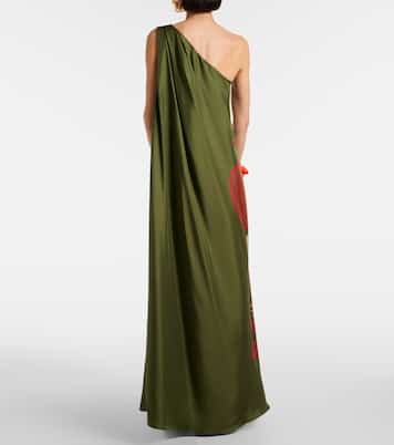 One-Shoulder-Maxikleid Roy aus Seiden-Twill | La DoubleJ