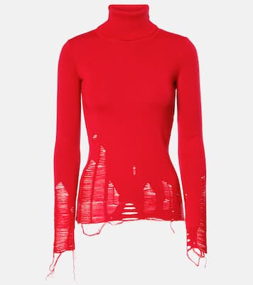 Distressed wool-blend turtleneck sweater | MM6 Maison Margiela