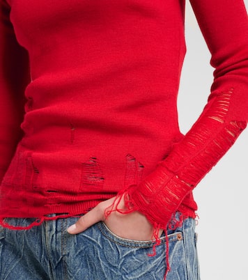 Distressed wool-blend turtleneck sweater | MM6 Maison Margiela