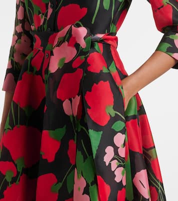 Abito lungo in gazar di seta con stampa | Carolina Herrera
