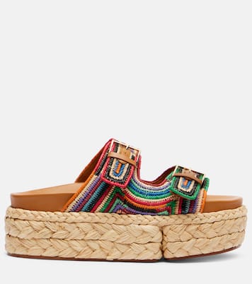 Quinie raffia platform slides | Clergerie