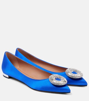 Bailarinas Crystal Hoop de satén | Aquazzura