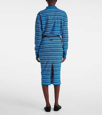 Falda midi de algodón a rayas | Prada