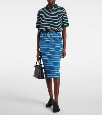 Falda midi de algodón a rayas | Prada