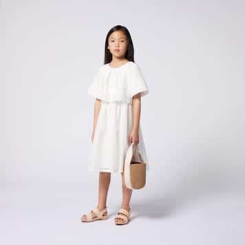 Robe en coton à broderies anglaises | Chloé Kids