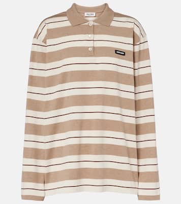 Polo de jersey de algodón a rayas | Miu Miu