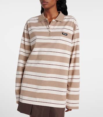 Polo de jersey de algodón a rayas | Miu Miu