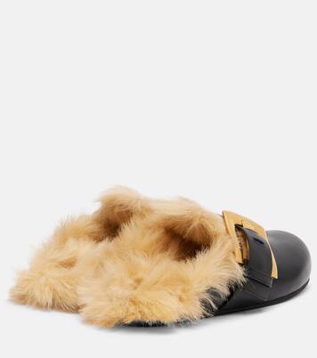 Anthem leather and faux fur clogs | Balmain