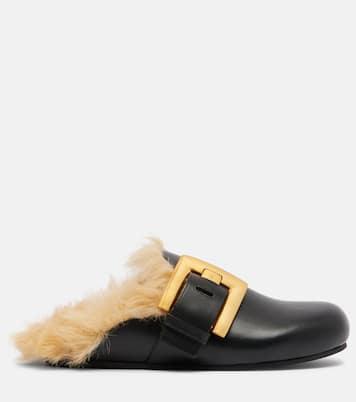 Anthem leather and faux fur clogs | Balmain