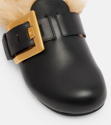 Anthem leather and faux fur clogs | Balmain