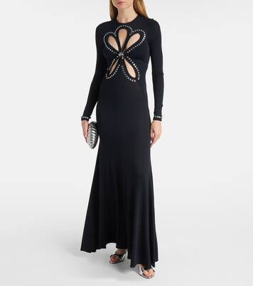 Vestido largo de jersey adornado con aberturas | Rabanne