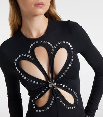 Vestido largo de jersey adornado con aberturas | Rabanne