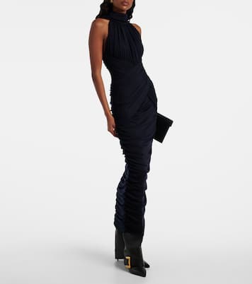 Ruched wool jersey midi dress | Balmain