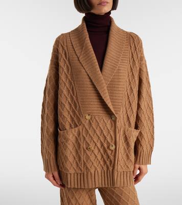كارديغان من فرو الجمل بحبكة الوافل Mirca  | Max Mara