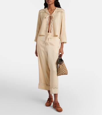 GG silk jacquard cropped wide-leg pants | Gucci