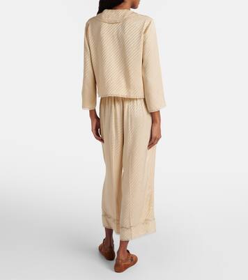 GG silk jacquard cropped wide-leg pants | Gucci