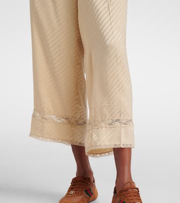 GG silk jacquard cropped wide-leg pants | Gucci