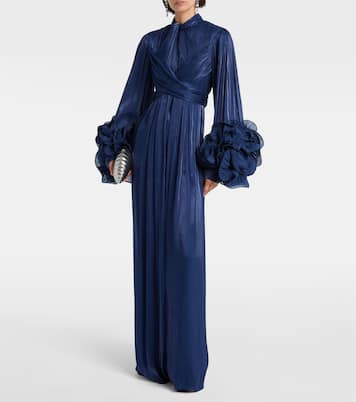 Draped ruffled gown | Costarellos