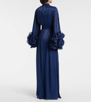 Draped ruffled gown | Costarellos