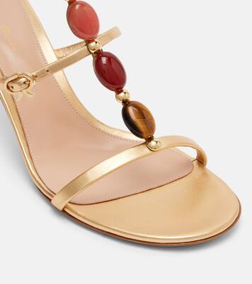 Sandales en cuir métallisé à ornements | Gianvito Rossi