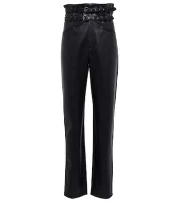 Faux-leather high-rise straight pants | Philosophy di Lorenzo Serafini