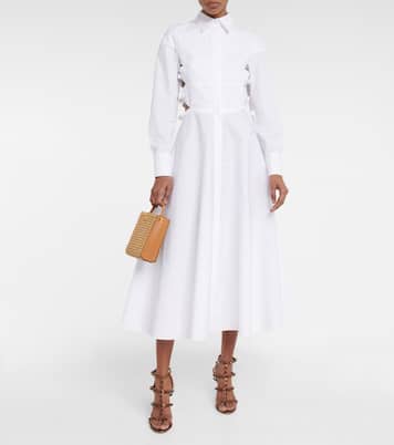 Bow-embellished cotton shirt dress | Valentino