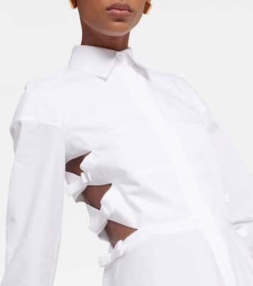 Bow-embellished cotton shirt dress | Valentino