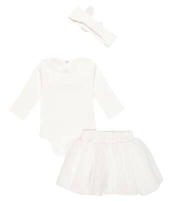 Bébé – Ensemble body, jupe et bandeau en coton | Monnalisa